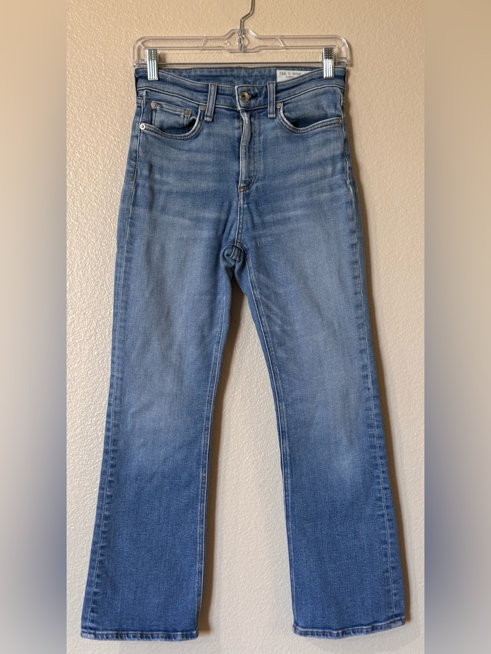 rag & bone Nina High Rise Ankle Flare Jeans Gravel Medium Wash Stretch 25
